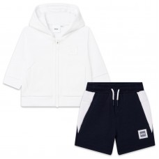 Hugo Boss Infant Boys Hoody & Short Set - White/Navy